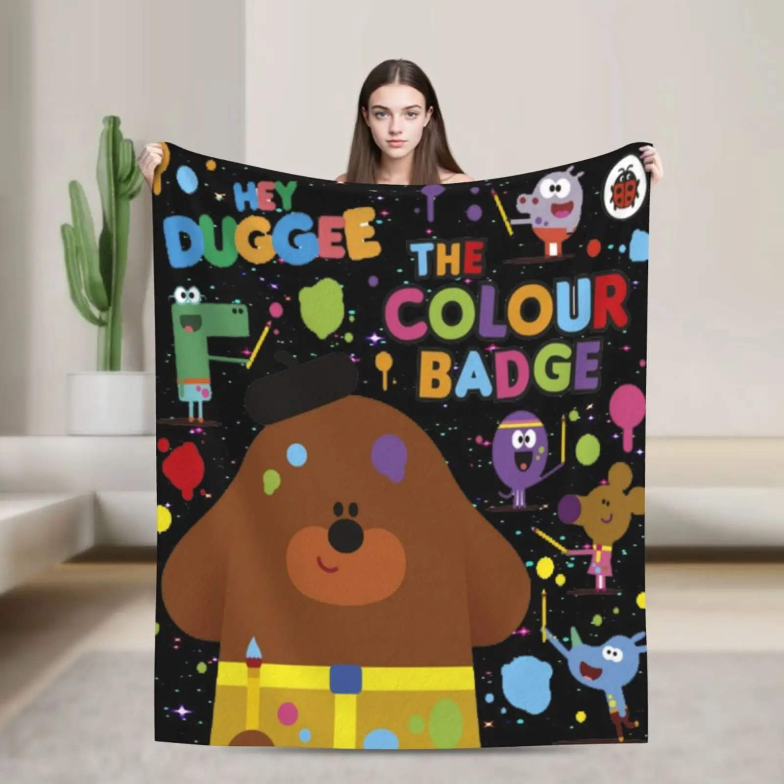 دفئا الكرتون موضوع الفانيلا رمي بطانية ، لطيف يا Duggee بطانية مريحة لغرفة المعيشة ، النوم ، قيلولة ، مكتب ، ديكور المنزل