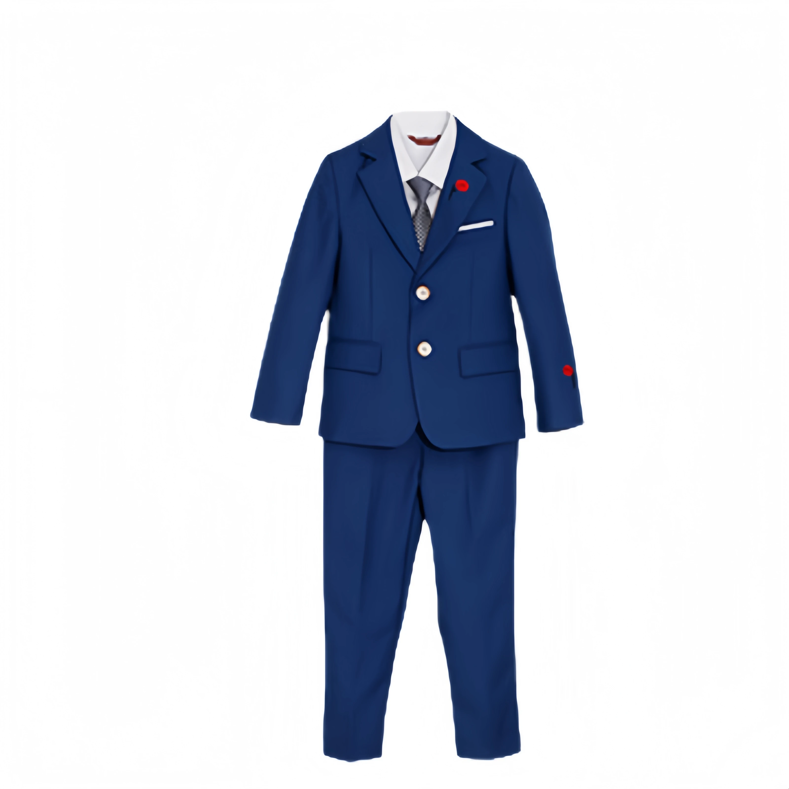 Flower Boys Blue Embroidered Wedding Suit With Jacket Pants Tie Kids Birthday Piano Host Speech Chorus Performance Costume