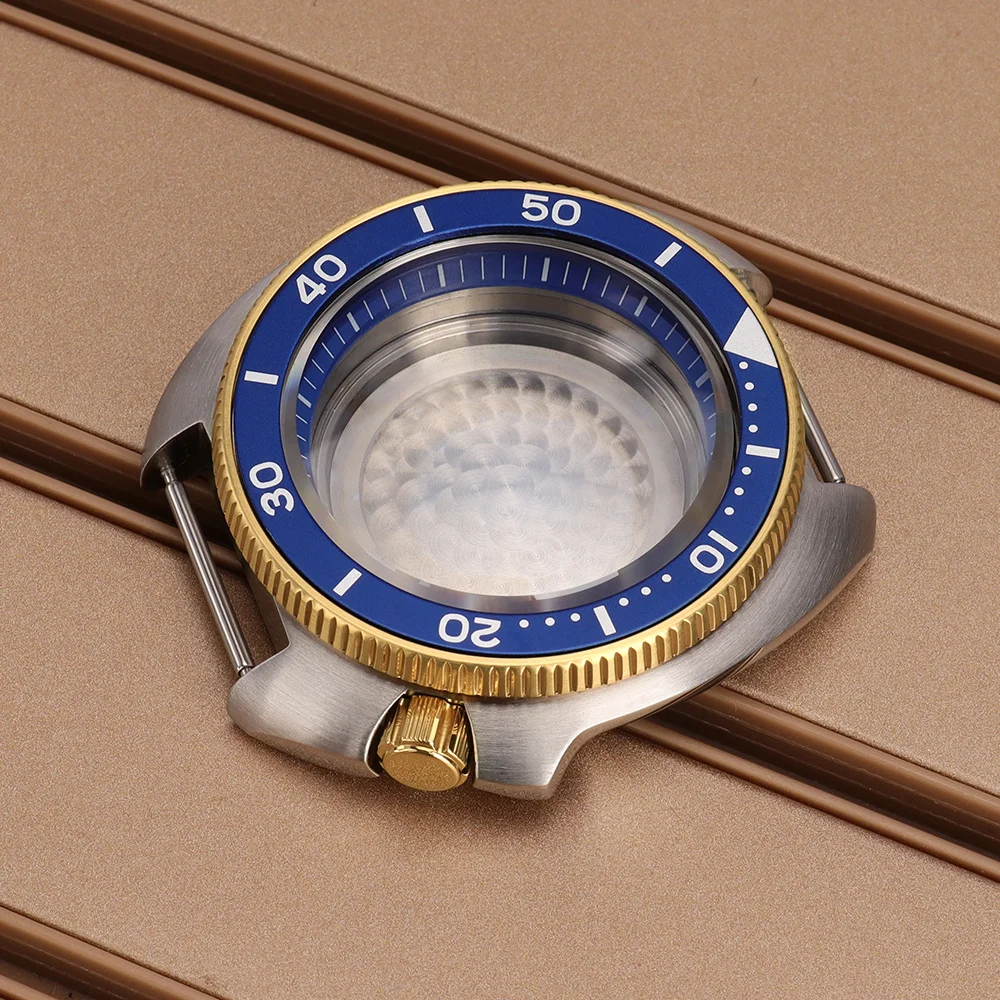 Silver Gold 44MM Watch Case Dive SKX 6105 Sapphire Glass Parts For Turtle NH35 NH36 NH38 NH34 4R36 Movt 28.5mm Dial Waterproof