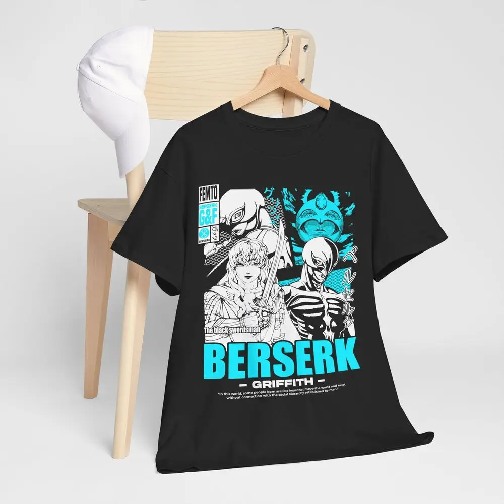 Berserk T-shirt Manga Strip Guts Berserker Armour Anime Black shirt gift clothes