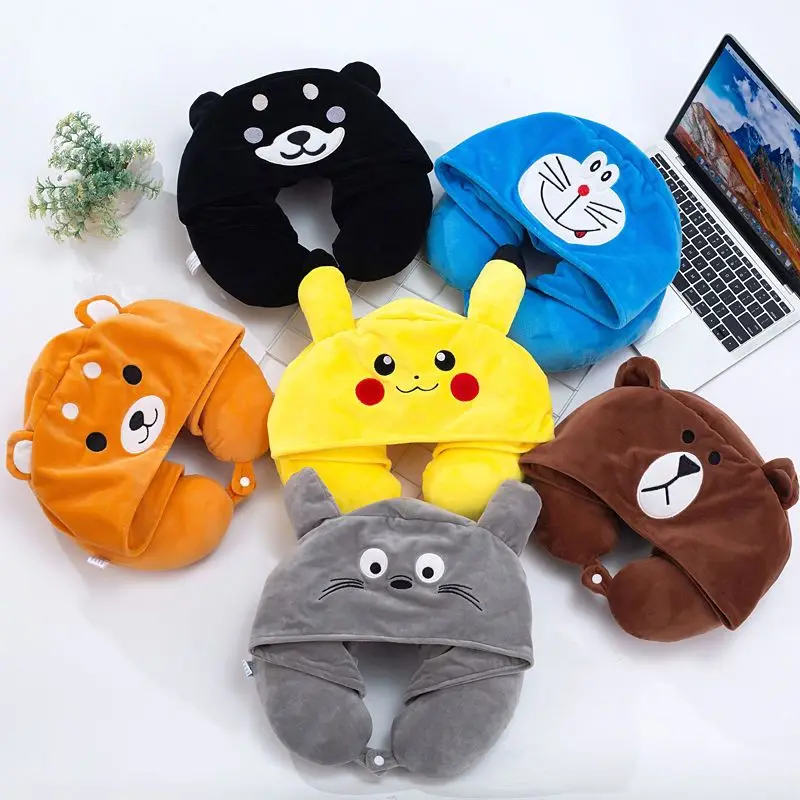 

Women/Men U Shape Travel Pillow Cartoon Cute Hoodie Animals Neck Pillow Office Airplane New Neck Cushion For Sleep Outdoor