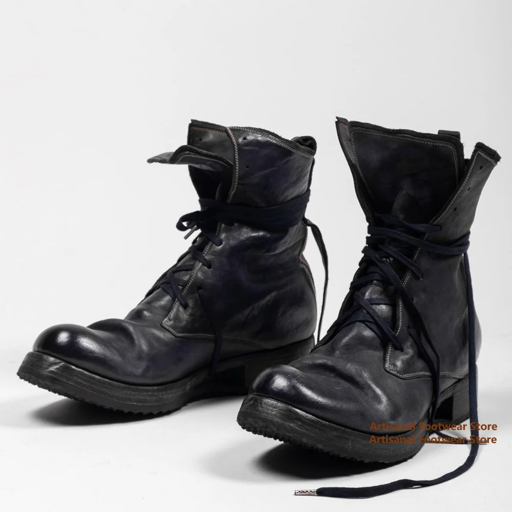 

Мужские ботинки с высоким берцем и ремешками, черные кожаные мотоциклетные ботинки на шнуровке, мужская обувь на толстом каблуке, увеличивающая рост, модные ботинки