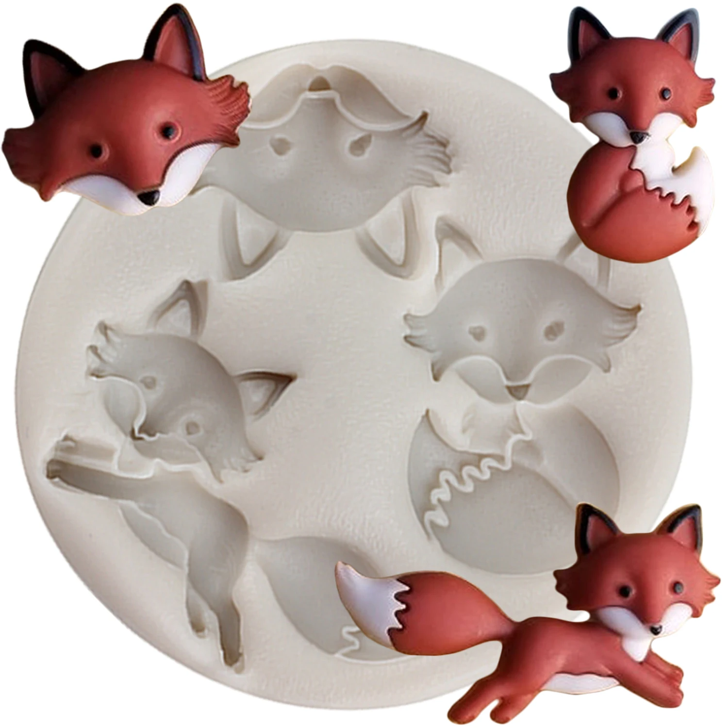 Baby Birthday Cute Fox Head Fondant Cake Decorating Tools Animals Cupcake Topper Silicone Molds Candy Chocolate Gumpaste Moulds