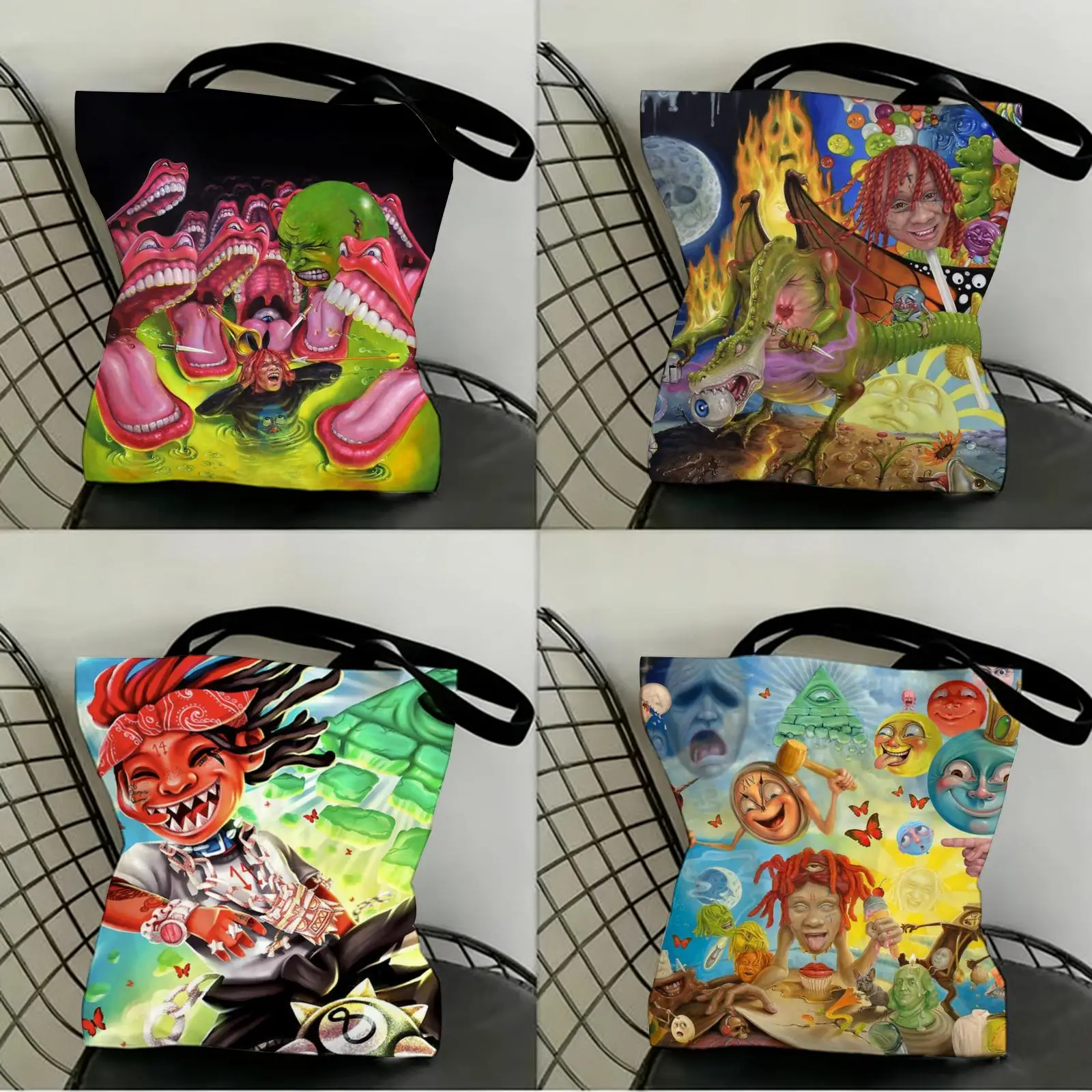 

Rapper T-Trippie R-Redd Storage Bags Canvas Double-Sided Print Fashion Shoulder Tote Shopping Bag Gift Eco Handbags