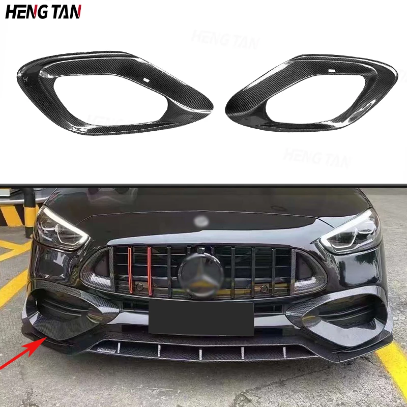 

2PCS For Mercedes Benz C Class W206 C200 C260L Car Front Bumper Air Intake Vent Trims Parts Carbon Fiber Body kit