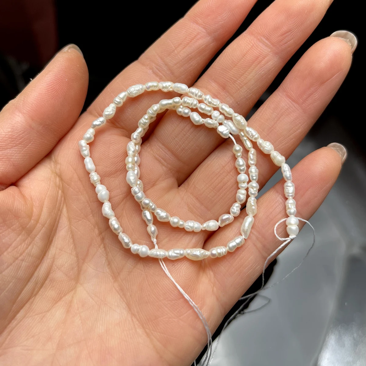 2-3mm Real Natural Freshwater Pearls Small Rice Shape Beads for Jewelry Making DIY Women Necklace Bracelet Accessories Flawed view 4