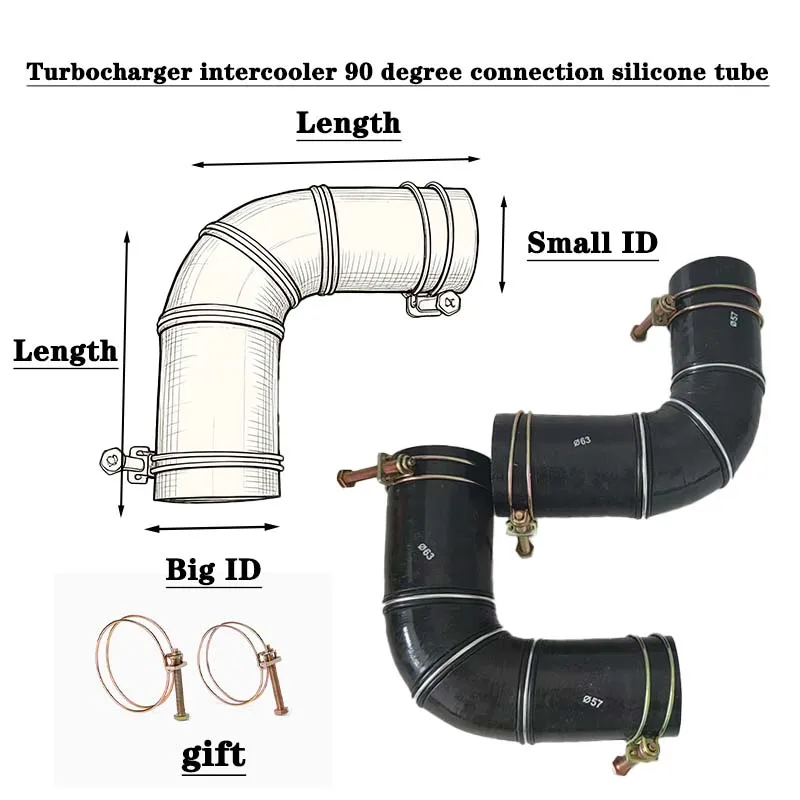 90° Silicone Reducer Elbow Hose Car Intercooler Turbo Intake Pipe Coolant Tube Rubber Joiner Bend Tube