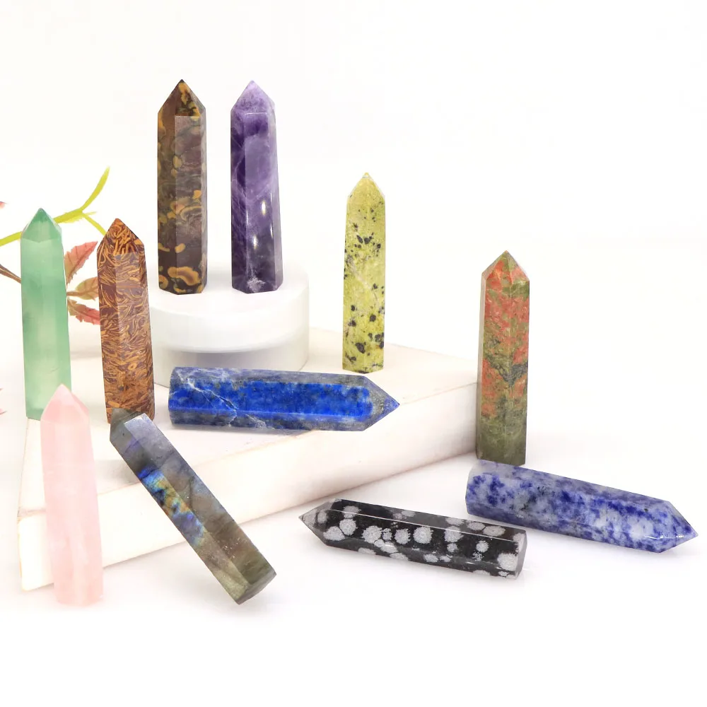 

44 Colour Point Tower Wand Natural Stone Crystal Polished Reiki Healing Energy Ore Mineral Feng Shui Crafts Home Decor Wholesale