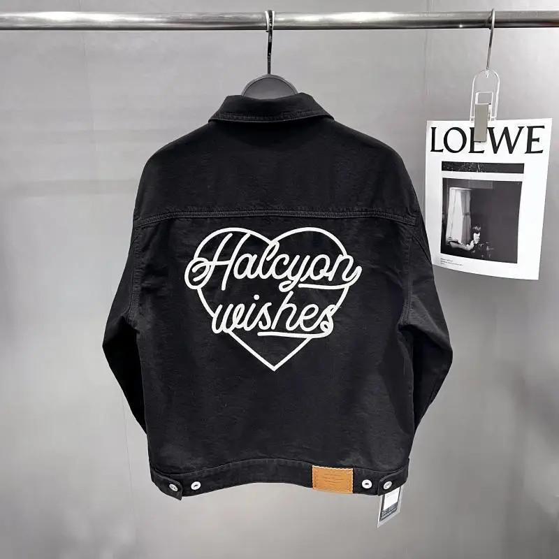 

2025 модная джинсовая куртка HUMAN MADE с вышивкой и кожаной этикеткой, мужская модная куртка