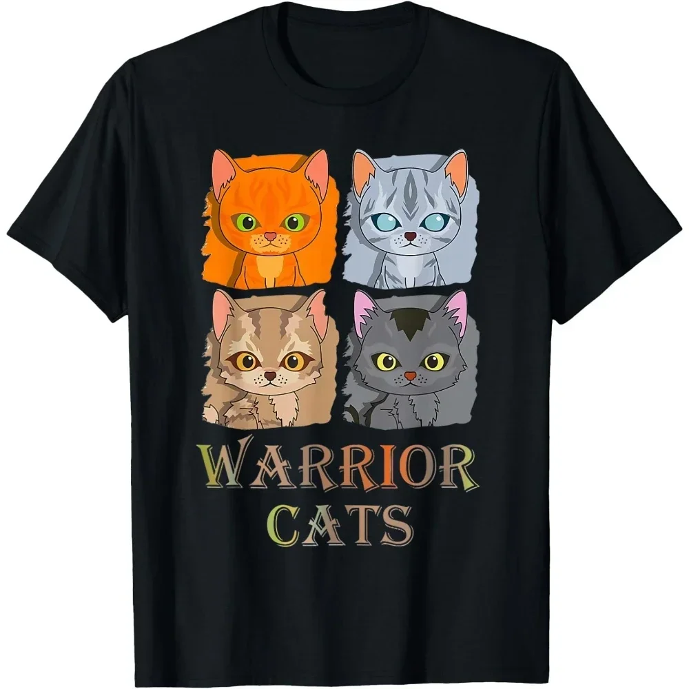Funny Warrior Cats T-shirt Woman Man Casual Graphic T Shirts Creative Streetwear Tops Tee Short-sleev Ropa Hombre