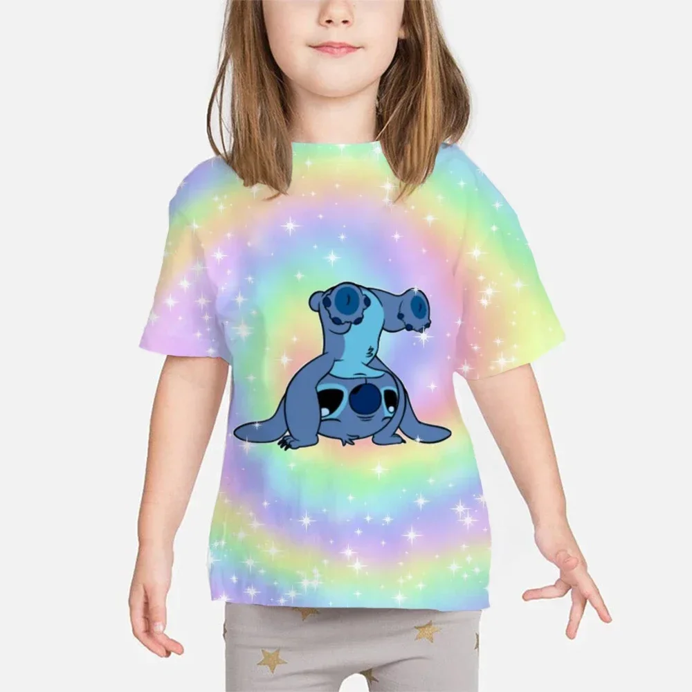 Kawaii Stitch Tshirt Kids Meisjes T-Shirts Cartoon Anime 3d Print Streetwear Mannen Vrouwen Mode T-Shirt Jongens Tees Tops Kleding