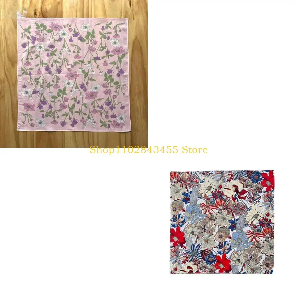 49MC Lightweight Colorful Handkerchief Floral Pattern Super Soft Washable Chest Towel
