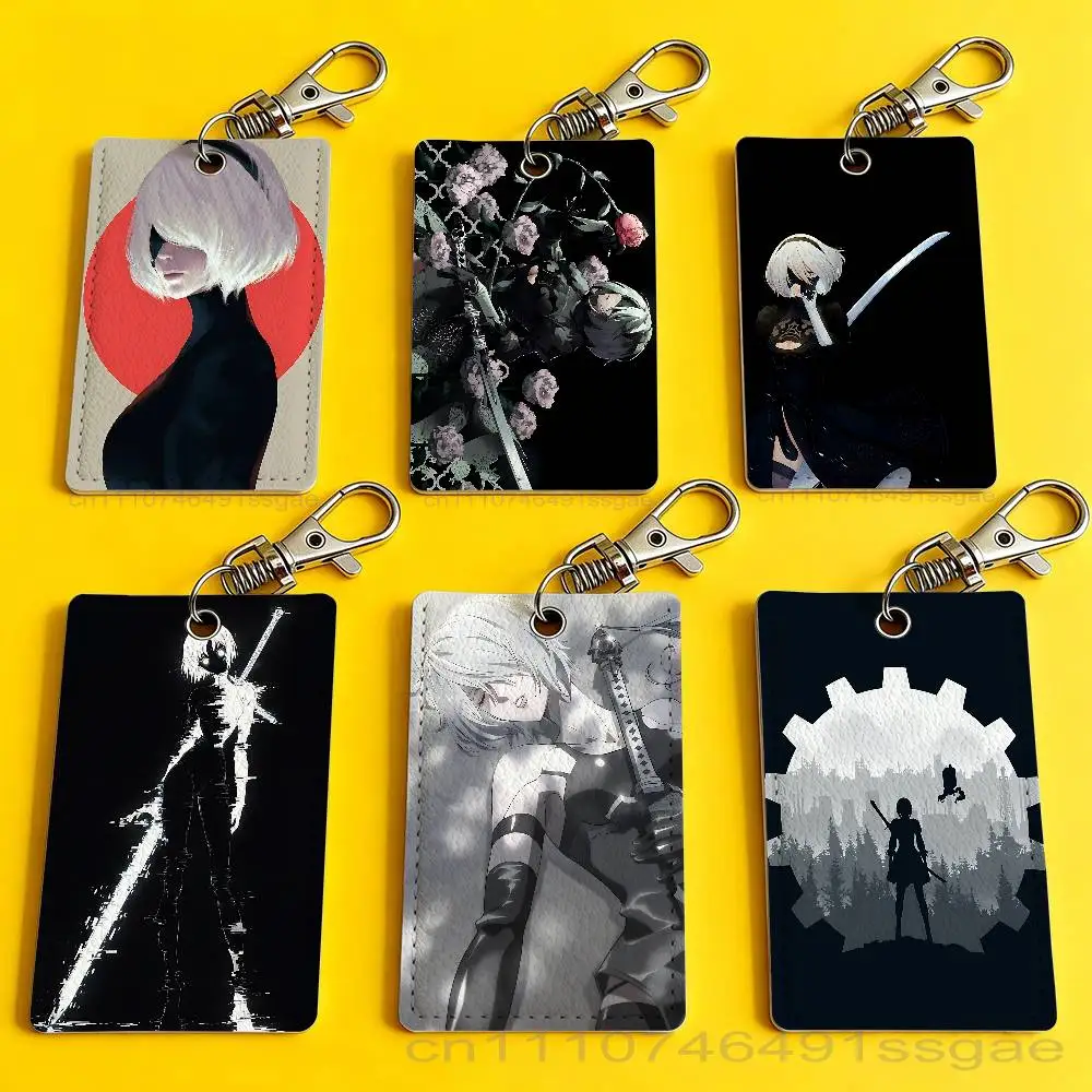 

Cool N-NieR A-Automata 2B Card Holder Keychain Badge Holder Card Pass Hang Rope Lariat Lanyard for Key Rings Accessories Gift
