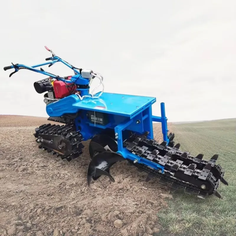 Hand-held Mini Diesel Engine Agricultural Trencher Self-Walking Small Chain Trencher For Farm Use On Sale