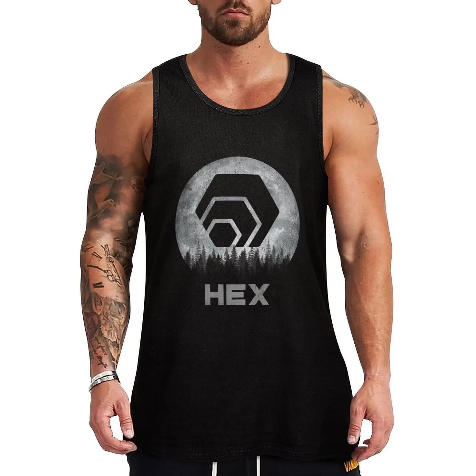 Vintage HEX Coin To The Moon Trading Crypto Token Blockchain Wallet Tank Top Urban Casual Tank Top Streetwear Sleeveless Shirt