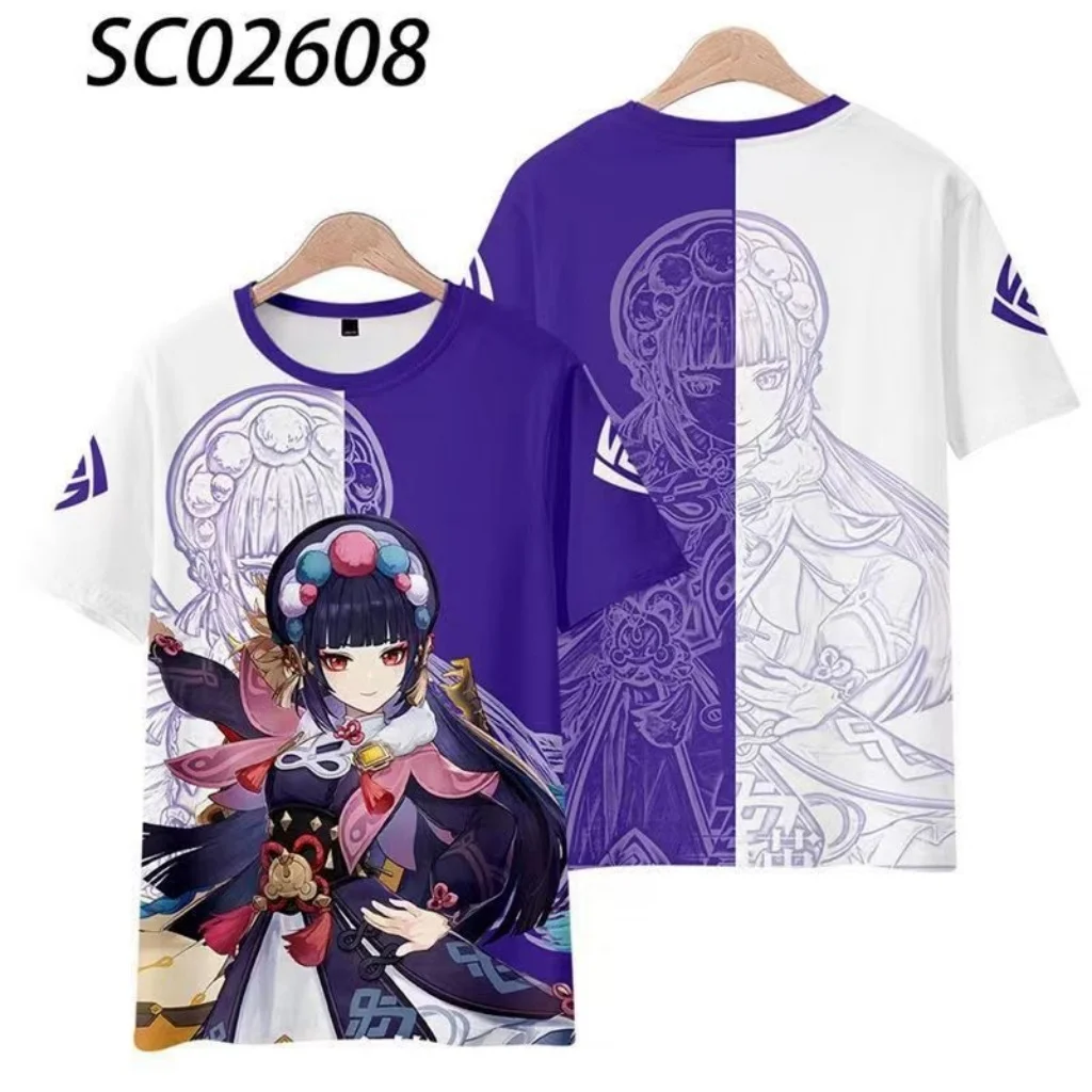 Jeu Genshin Impact 3d imprimé T-shirts femmes hommes surdimensionné t-shirt unisexe mode décontracté haut à col rond