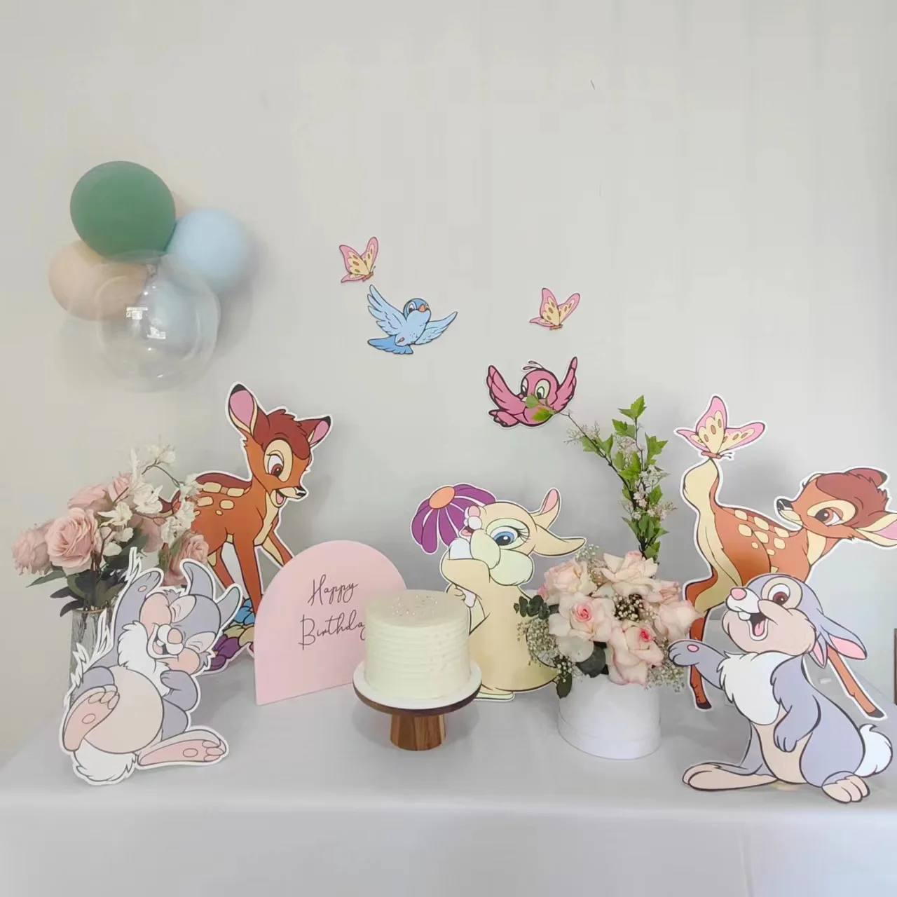 1Set Sika Deer Baby Birthday Party Photo Prop Baby Shower Table Stand Cartoon Foam Board Bunny 100 Days Party Anniversary Suppli