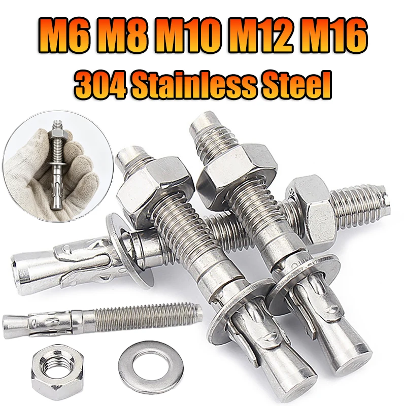 M6 M8 M10 M12 M16 304 Stainless Steel Expansion Screw Wedge Anchor Through Bolt Car Repair Gecko Repair Internal Expansion Bolts