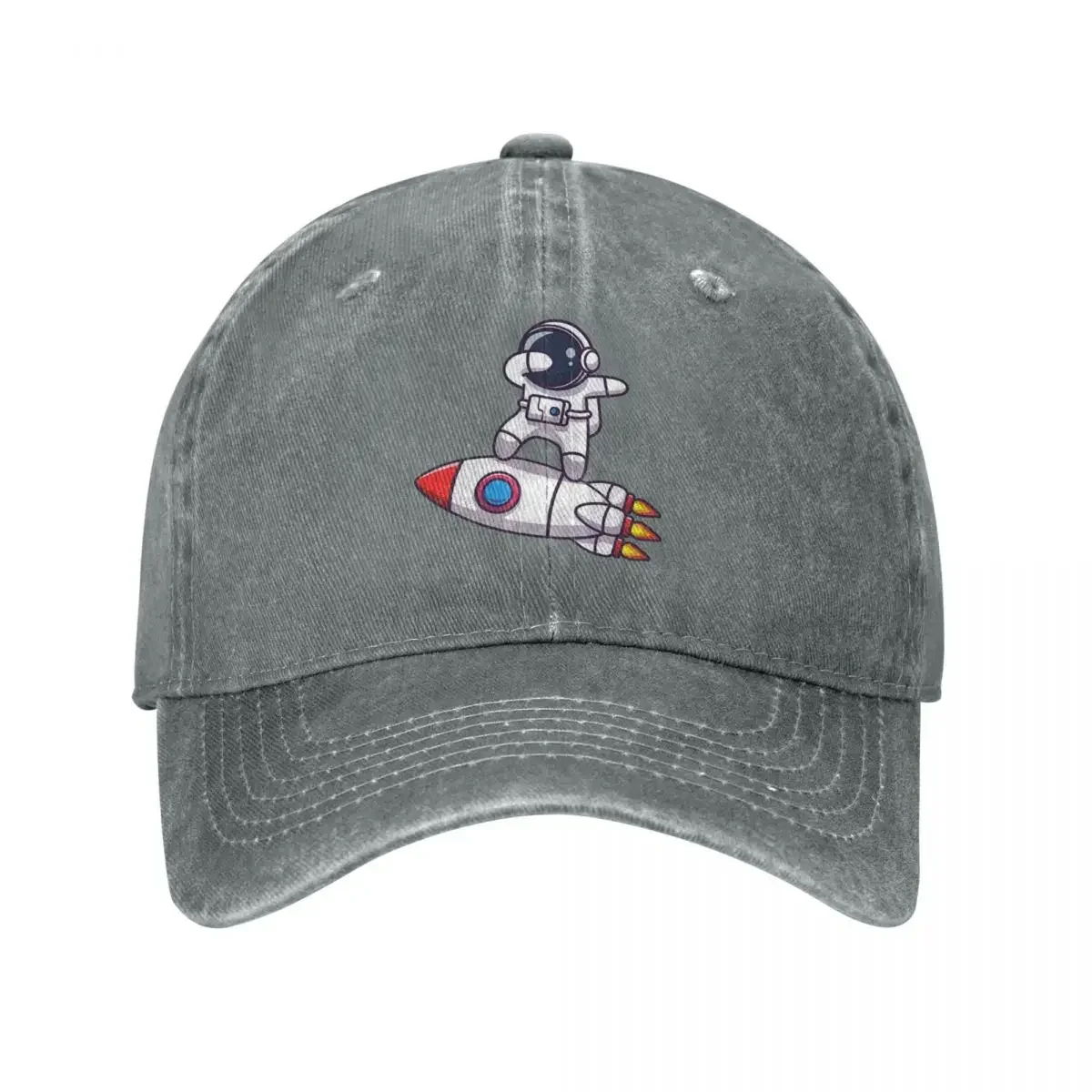 Astronaut Riding A Rocket Bucket Hat Baseball Caps Washed Damln Hats Outdoor Adjustable Casquette Sports Baseball Cowboy Hat