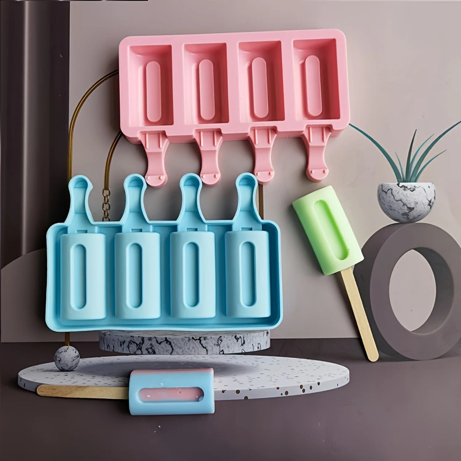 

3PC Silicone Ice Cube Tray Set w/ 4 Cavities - Versatile Mold for Popsicles, Jelly, Soap & Mousse Cakes - Includes 20 Free Craft