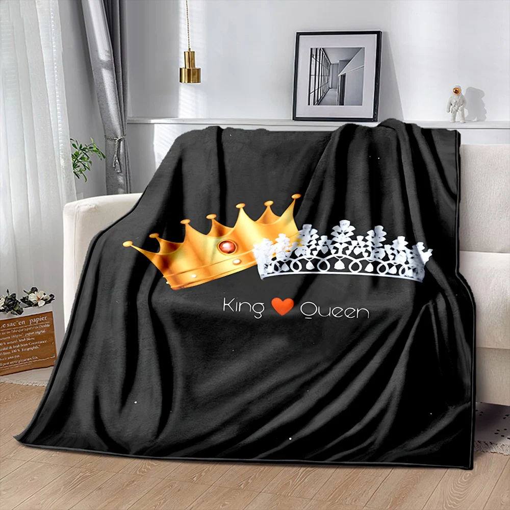 Beautiful Crown Theme Printing Blanket Suitable for All Seasons Cozy Warm Soft Lightweight Bed Sofa Blanket for Daughter Wife