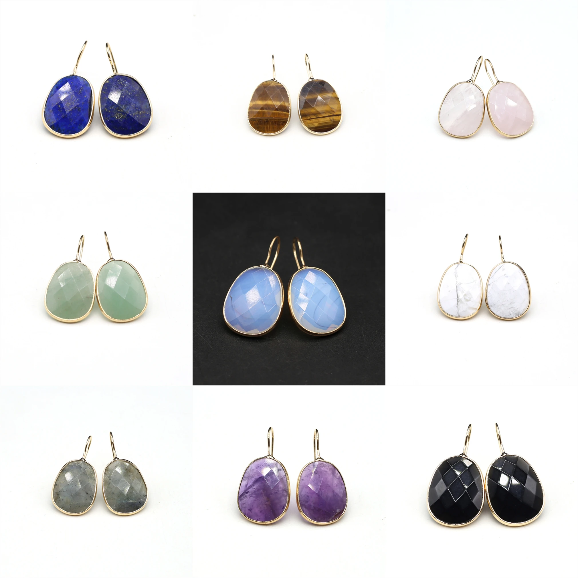 Natuurlijke Opaal Quartz Crystal Stone Oorbellen Ovale Vorm Healing Prachtige Heks Sieraden Mode Bruiloft Vrouwen Geschenken Mooie