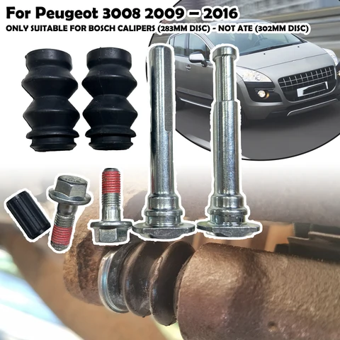 Для Peugeot 3008 09-2016 передний тормозной суппорт, направляющие штифты, комплект болтов, левый и правый корпус диска, сильфонная втулка 113-1355X