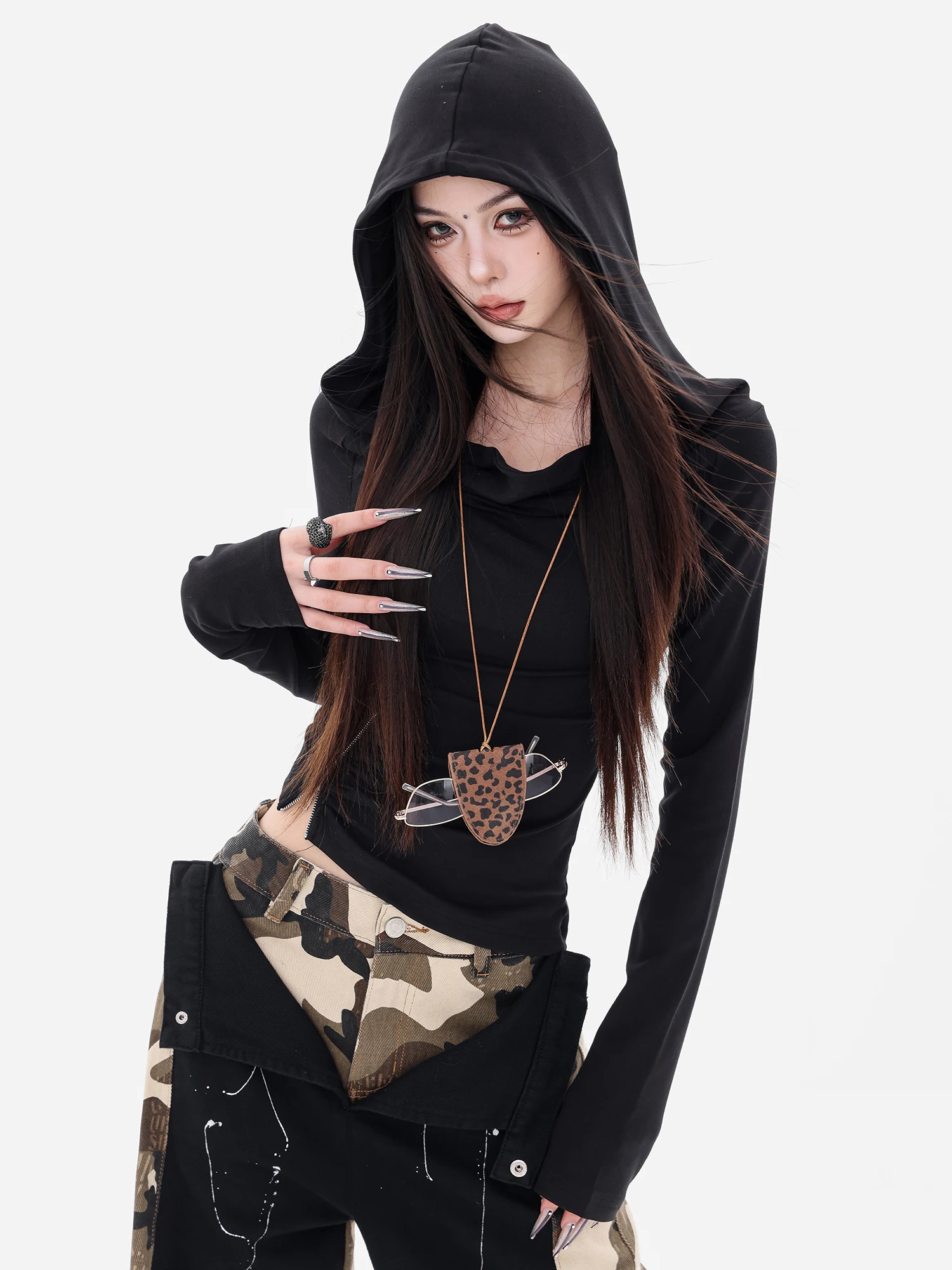 

ABWEAR, оригинальная ранняя осень 2022, длинная футболка с капюшоном Bla, облегающая футболка Base irt, повседневный женский топ Faion