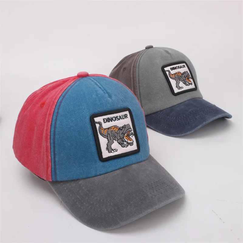 Children's 3D Embroidery Dinosaur Baseball Cap, Kids Cartoon Animal Hats Funny Toddler Dino Adjustable Cotton Sun Cap