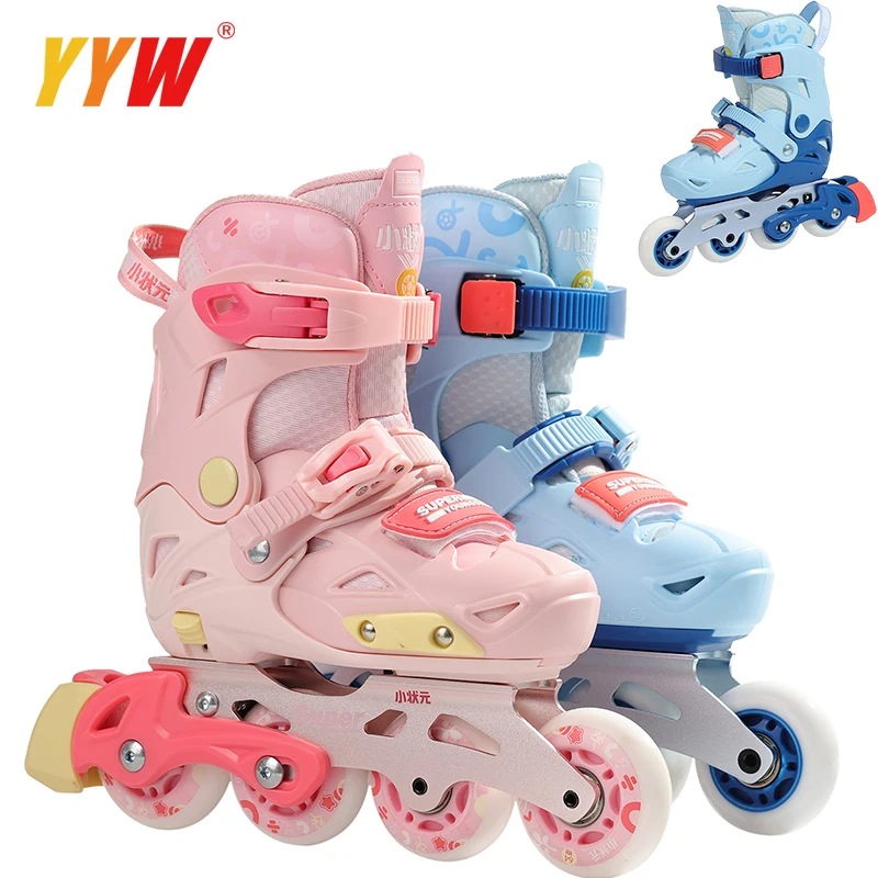 Professional Adjustable Flat Roller Skates for Kids, Children Inline Skating Shoes, 4 Wheels Sneakers, Beginner, Boy and Girl