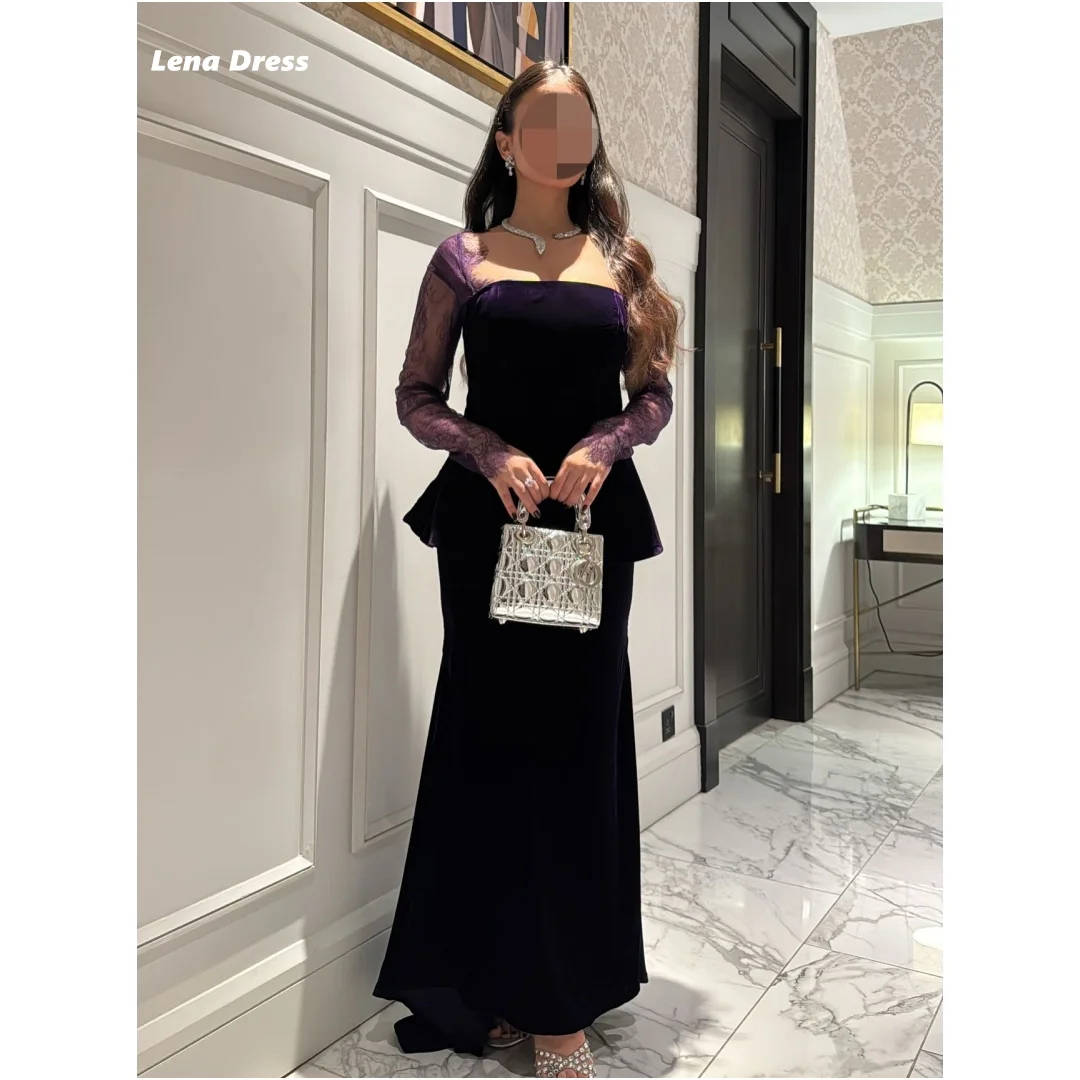 

Lena Customized Evening Dresses Woman Elegant Dress Luxury Women's Evening Dresses Embroidered Lace Women's Ball Gown Purple