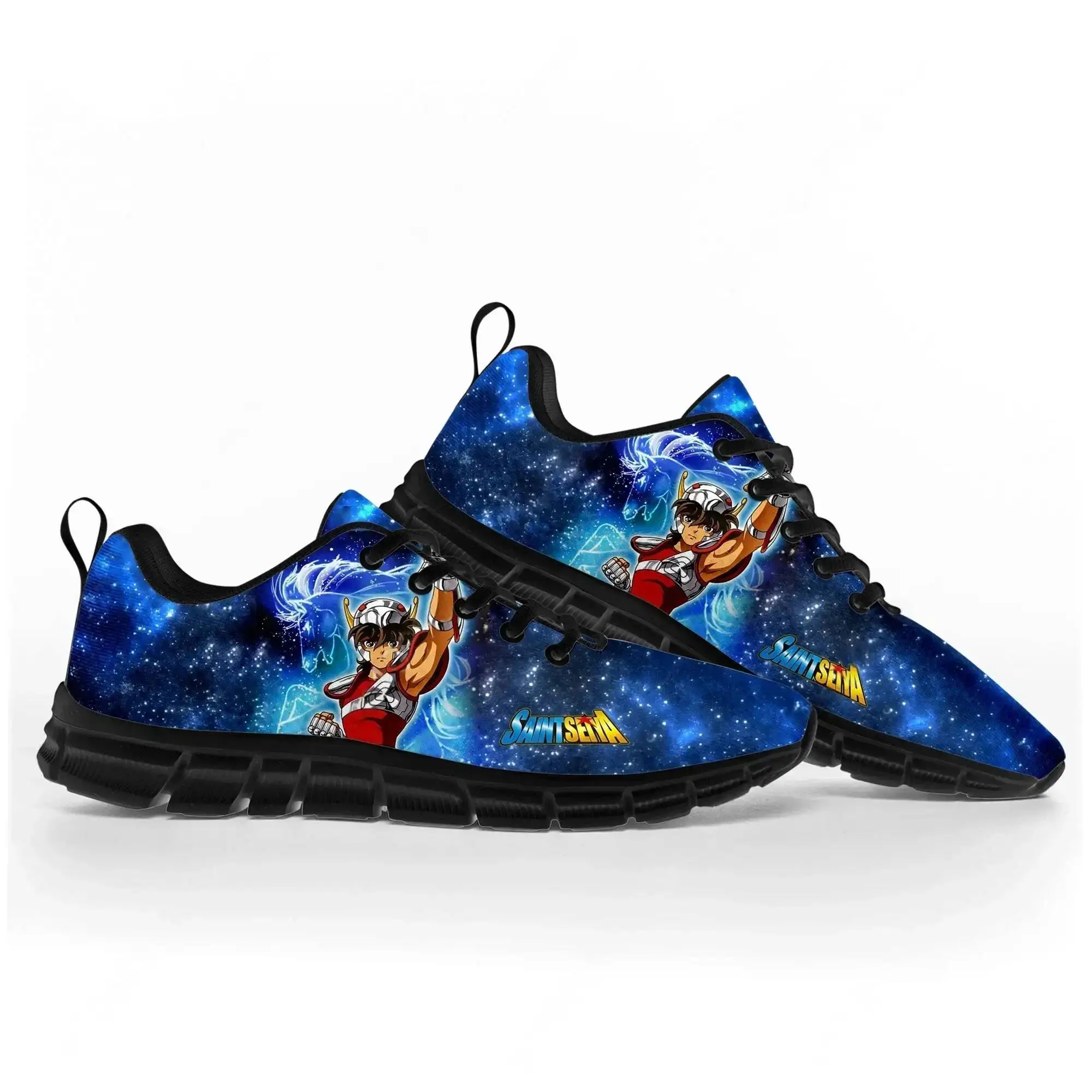 Cartoon Saint Seiya Comics Sports Shoes Mens Womens Teenager Comfortable Sneakers Custom High Quality Couple Black Casual Shoe