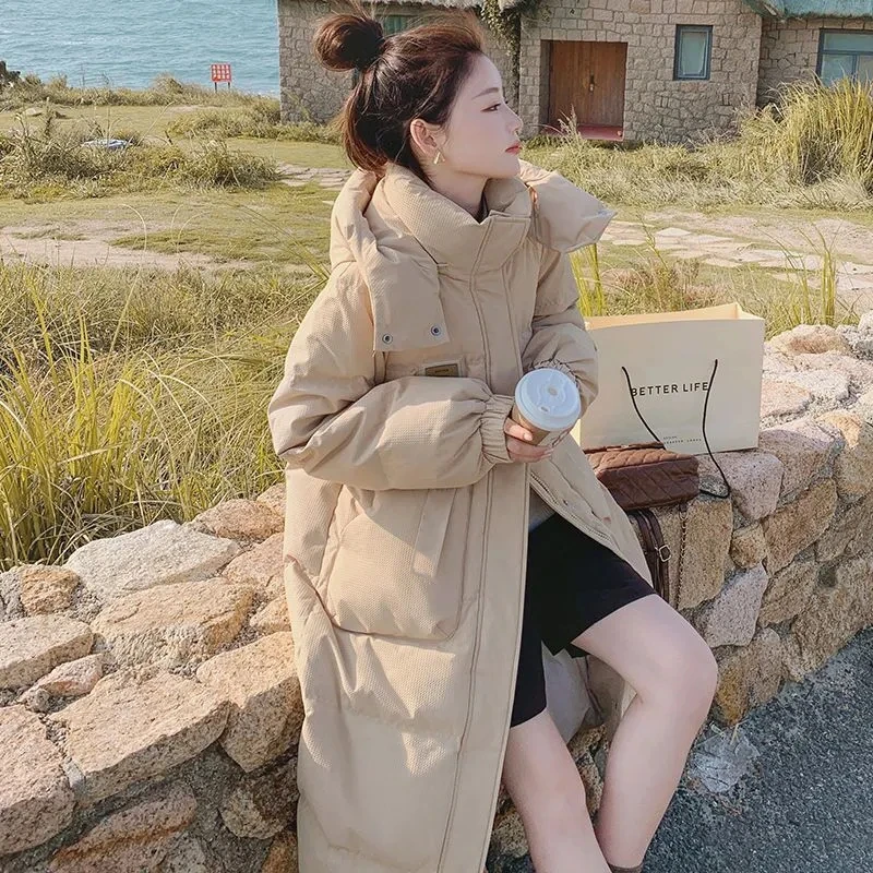 

Пуховик и хлопковая зимняя женская куртка 2025 года, новинка средней длины, нишевая корейская нежная хлопковая куртка, женское пальто, зимнее пальто цвета хаки