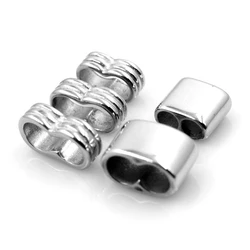 5pcs Double Hole Beads Fit Round Leather Bracelet Two Hole Spacer DIY Jewelry Making Stainless Steel Metal Accessories