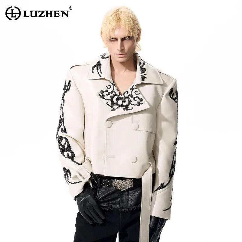 LUZHEN Personalized Sequin Patchwork Pattern Streetwear Men's Women Couples Motorcycles Jacket 2025 New Original Clothes JY4367