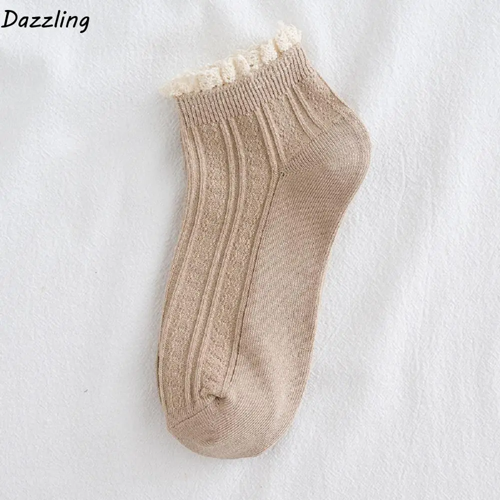 

Harajuku Fashion Short Girls Streetwaer Solid Candy Color Cotton Socks Lace Socks Ruffles Women Socks Hosiery