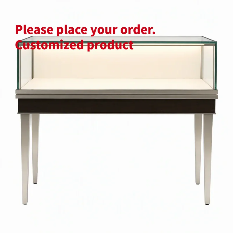 custom.Elegant LED Aluminium Jewelry Shop Cabinet Glass Wood Eco-Friendly Durable Recyclable Illuminated Mall Display Furniture