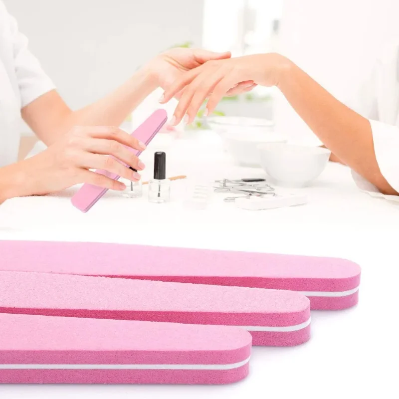 Tampon à ongles éponge rose : lime polie, convient aux ongles acryliques et naturels