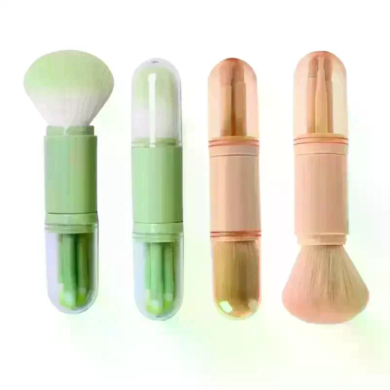 4 In 1 Telescopic Makeup Brush Portable Travel Makeup Brushes Set Eyeshadow Loose Powder Mini Makeup Brush Beauty Tools