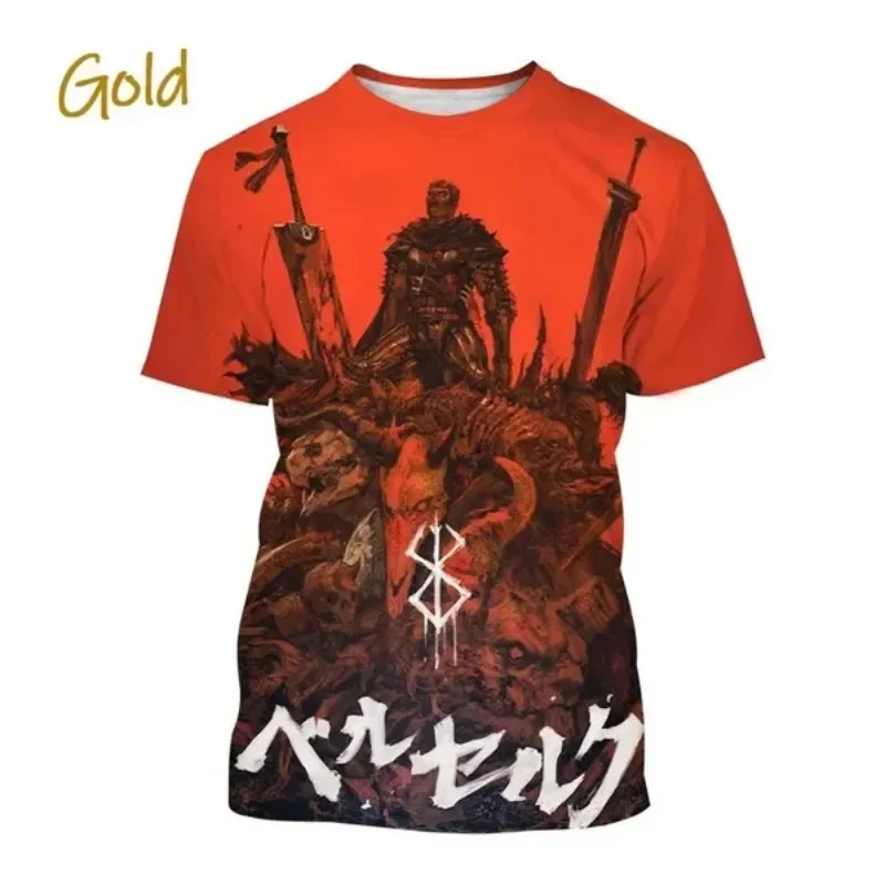 Anime Berserker 3D Printing T-Shirt Unisex Japanese Anime Casual Street Style Hip Hop Short Sleeve Cosplay Men's Clothing