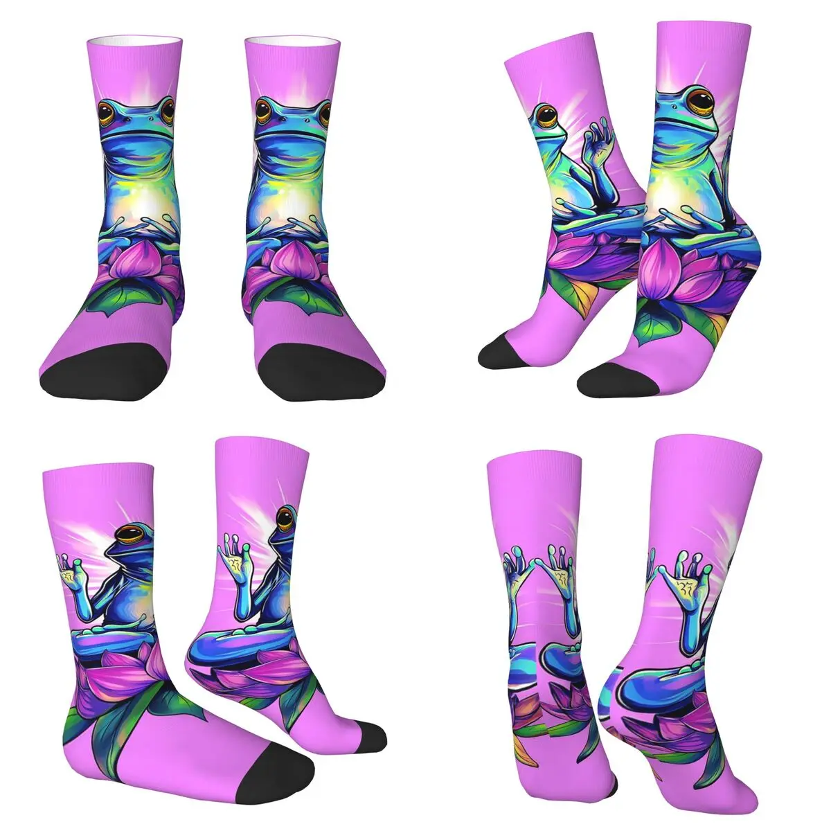 

Носки с рисунком дзен-лягушки и лотоса для медитации, чулки высокого качества в стиле Харадзюку, всесезонные длинные носки, аксессуары для унисекс, Рождества