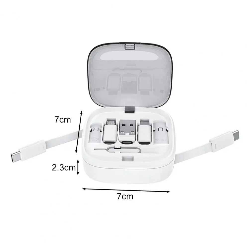 Portable Cable Convertor Box Data Cable Adapter Box with Usb 8-pin Multi-function Sim Card Removal Pin Storage 60w Retractable