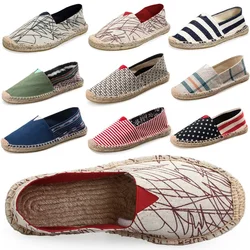 Men Shoes Summer Espadrilles Woman Canvas Sneakers Breathable Couple Shoes Autumn Slip on Loafers Large Size 35- 45 Sneakers