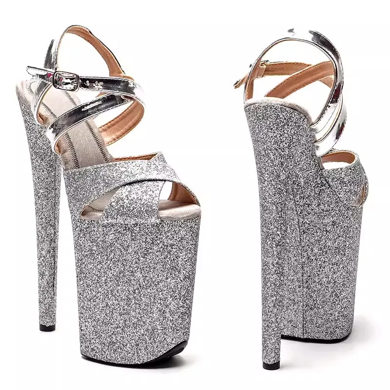 Women\'s 23CM/9inches Glitter Upper Plating Platform Sexy High Heels Sandals Pole Dance Shoes 053