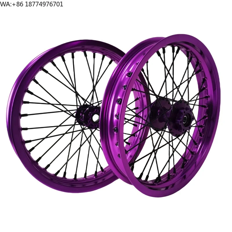 

Fantastic Cool Fit Multi-brand 18/19/21 Wheel Set Purple Motorcycle Rim Supermoto Off-Road Spoke Wheels