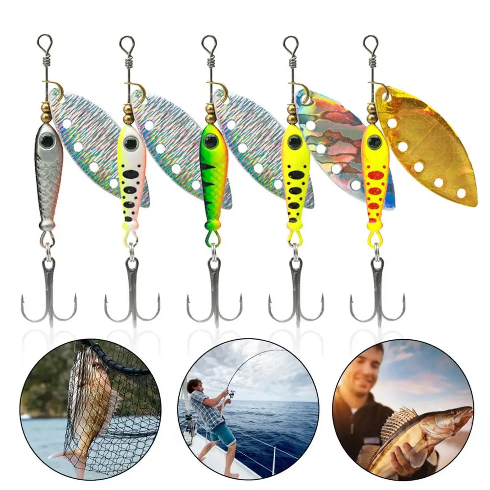 

360-degree Rotation Fishing Lure High Reflective Sequins Bait 5pcs Metal Rotating Sequin Spoon Spinnerbait for Freshwater