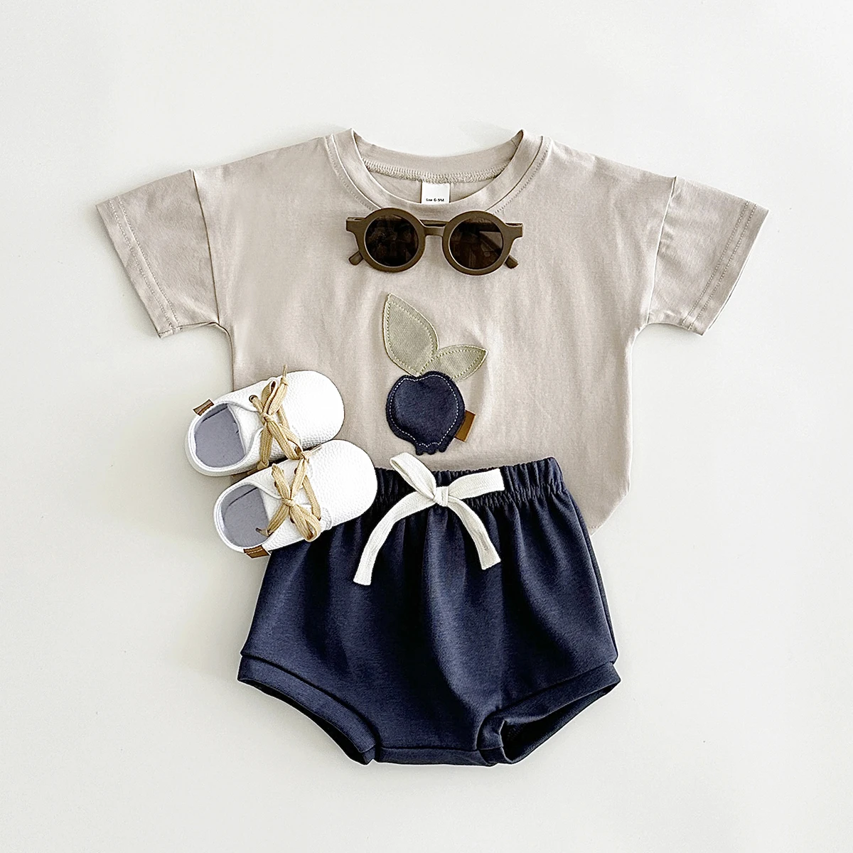 New Summer Baby Clothes Set Infant Toddler Fruit Lemon Print Round Neck T-shirt+Shorts Newborn Boys Girls Outfit Set 2PCS