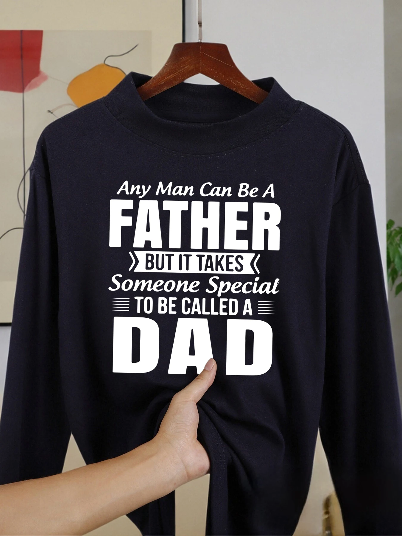 شخص شخص خاص ليطلق عليه أبي الطباعة رجل قميص طويل الأكمام الدافئة المخملية الصوف الملابس نصف الياقة العالية الشتاء القمصان