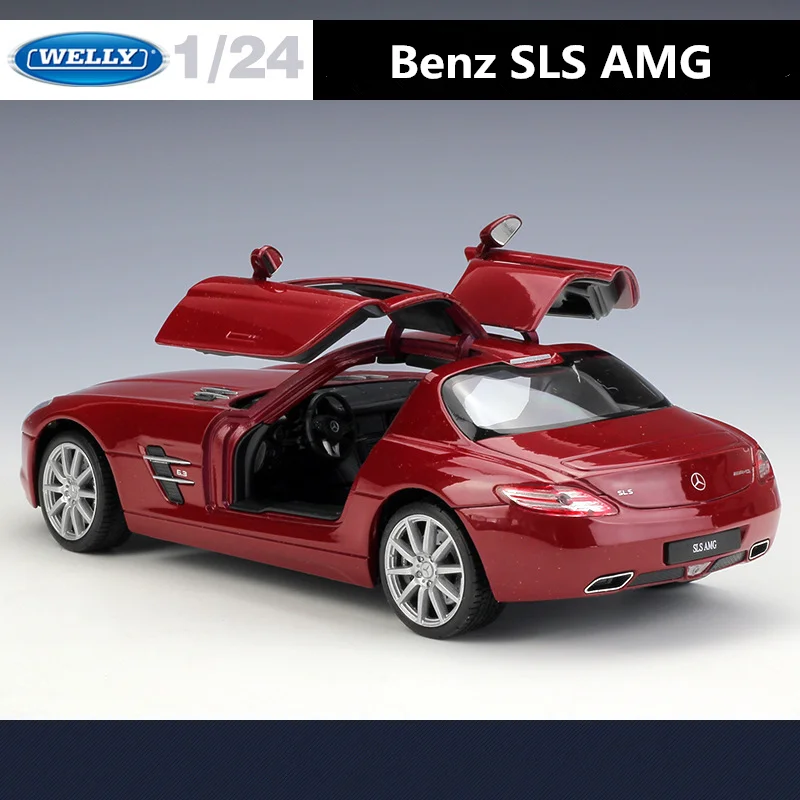 WELLY 1:24 Mercedes Benz SLS AMG Alloy Sports Model Diecasts Metal Racing Car Vehicles Model Simulation Collection Kids Toy Gift