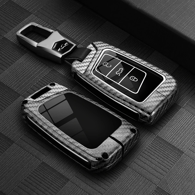 Neue Autoschlüsselhülle aus Zinklegierung und Leder für VW Volkswagen Magotan Passat B8 Skoda Superb Kodiaq A7 Autoschlüsselzubehör